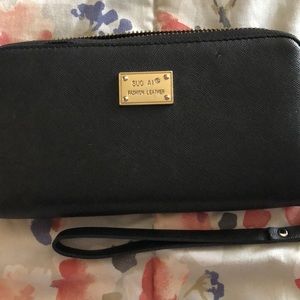 Black, zip around wallet